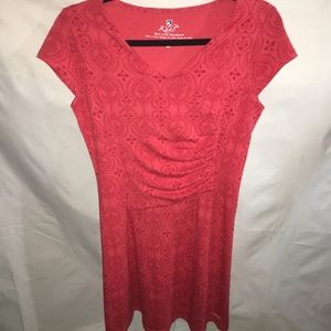 KÜHL red shortsleeve midi knit patterned dress XS